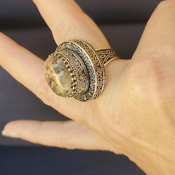 New Dendritic Opal 925 Silver Statement Ring. - Picture 14 of 16